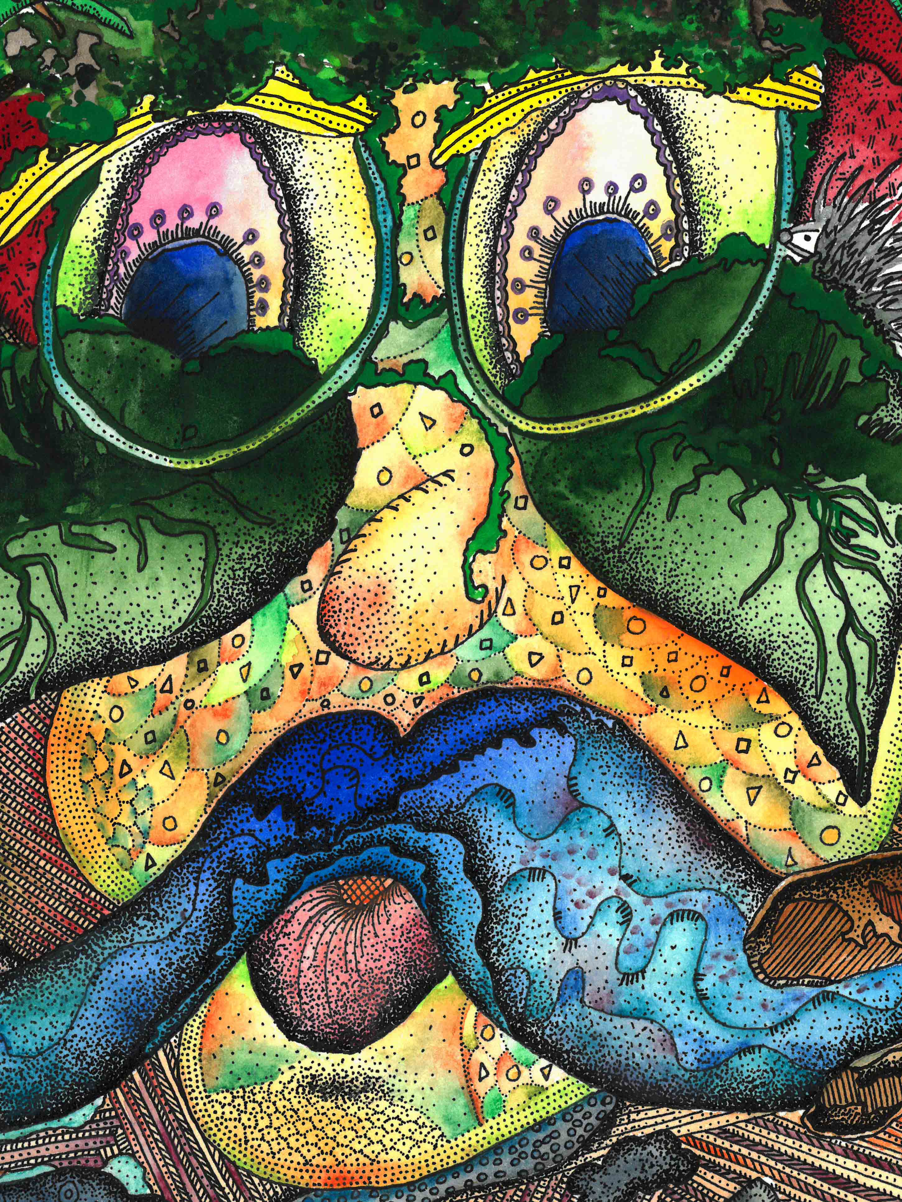 My art: Watercolour illustration: The guardian of the forest