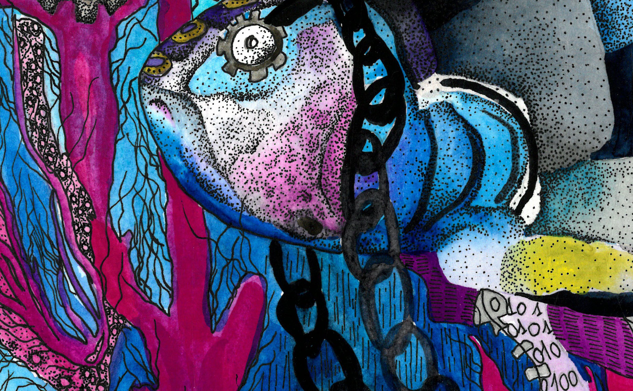 My art: fishing for data watercolor illustration